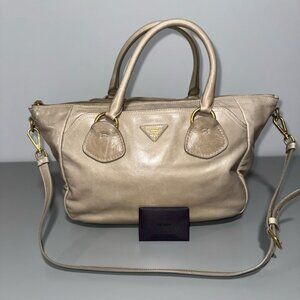 AUTHENTIC Prada Vitello Shine Leather Top Handle Bag w/ Authenticity Card